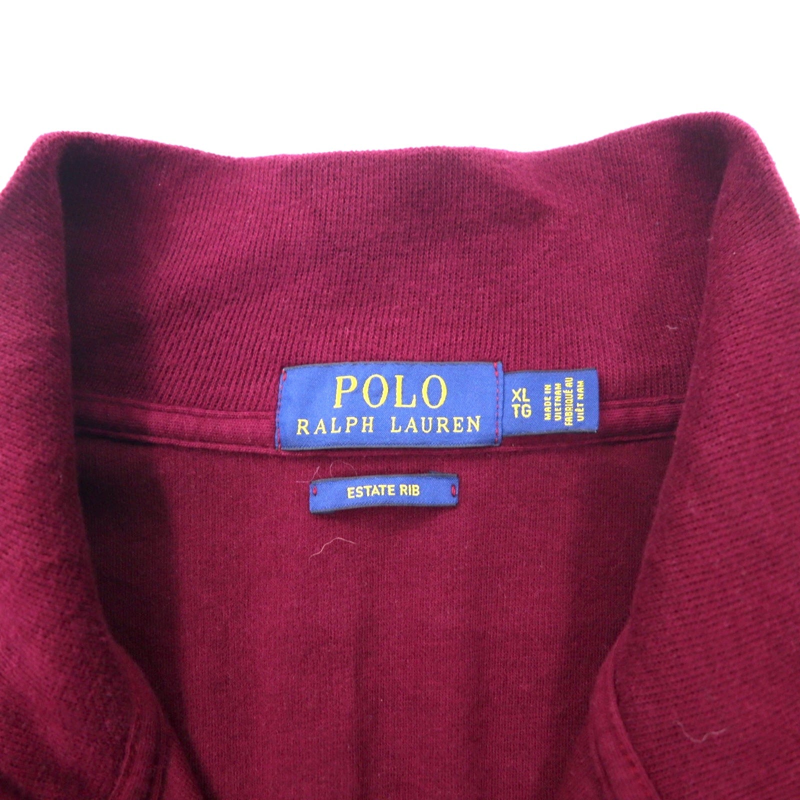 POLO RALPH LAUREN felpa con mezza zip, XL, viola, cotone ESTATE RIB, ricamo piccolo pony