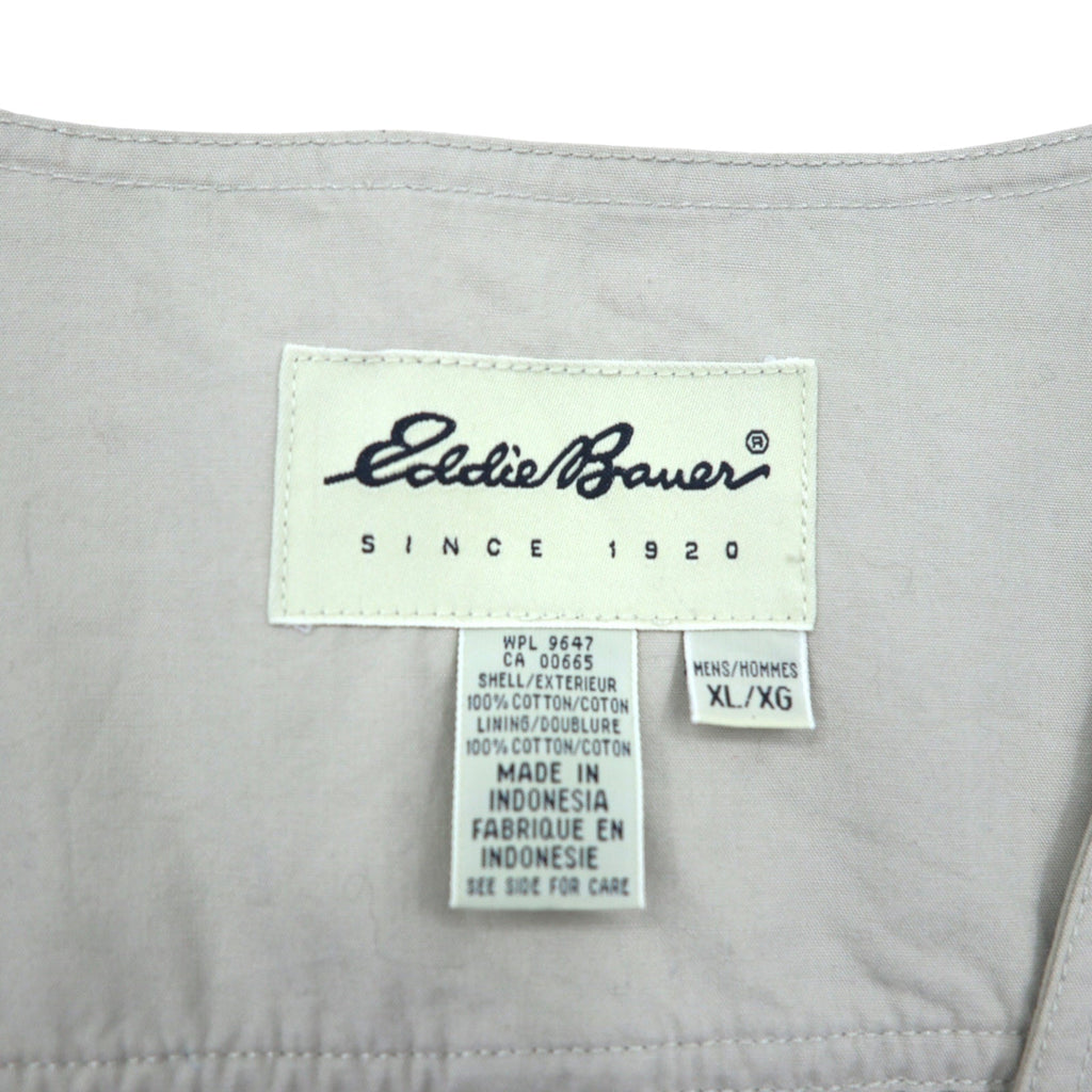Eddie Bauer Anni '90 Gilet da pesca XL Beige Cotone Inserti in mesh Coulisse