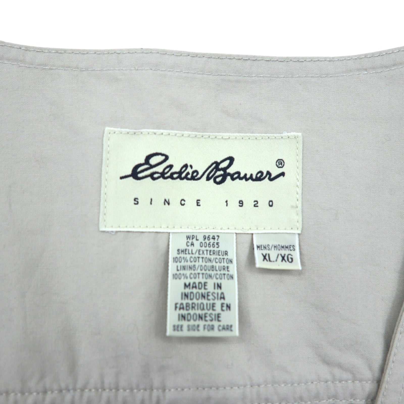 Eddie Bauer Anni '90 Gilet da pesca XL Beige Cotone Inserti in mesh Coulisse