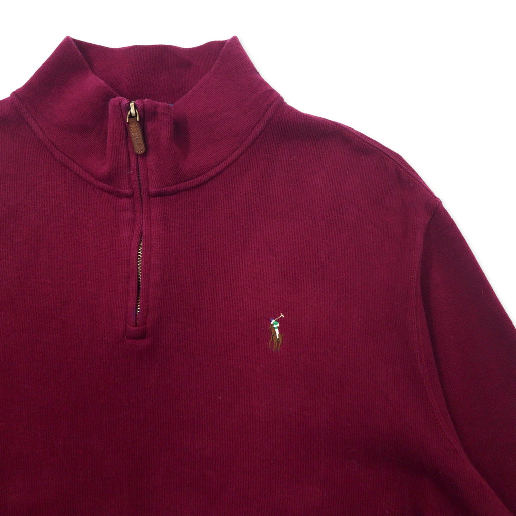 POLO RALPH LAUREN ハーフジップ スウェット XL パープル コットン ESTATE RIB スモールポニー刺繍