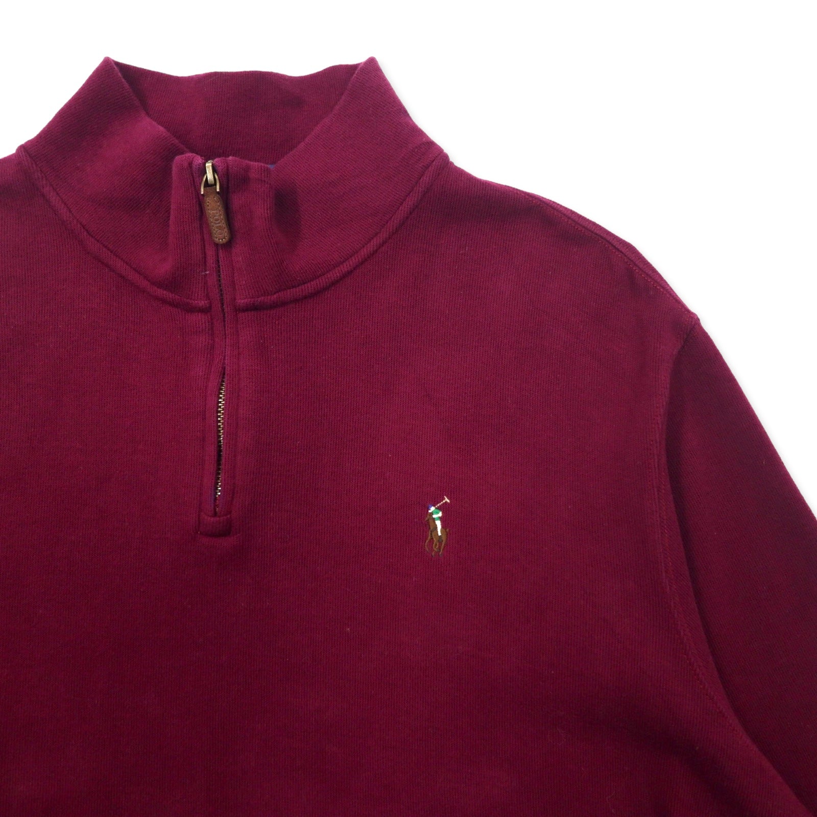 POLO RALPH LAUREN felpa con mezza zip, XL, viola, cotone ESTATE RIB, ricamo piccolo pony