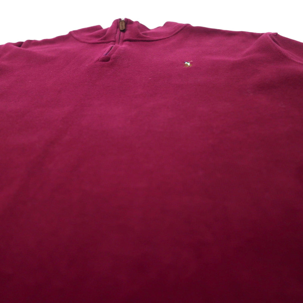 POLO RALPH LAUREN ハーフジップ スウェット XL パープル コットン ESTATE RIB スモールポニー刺繍