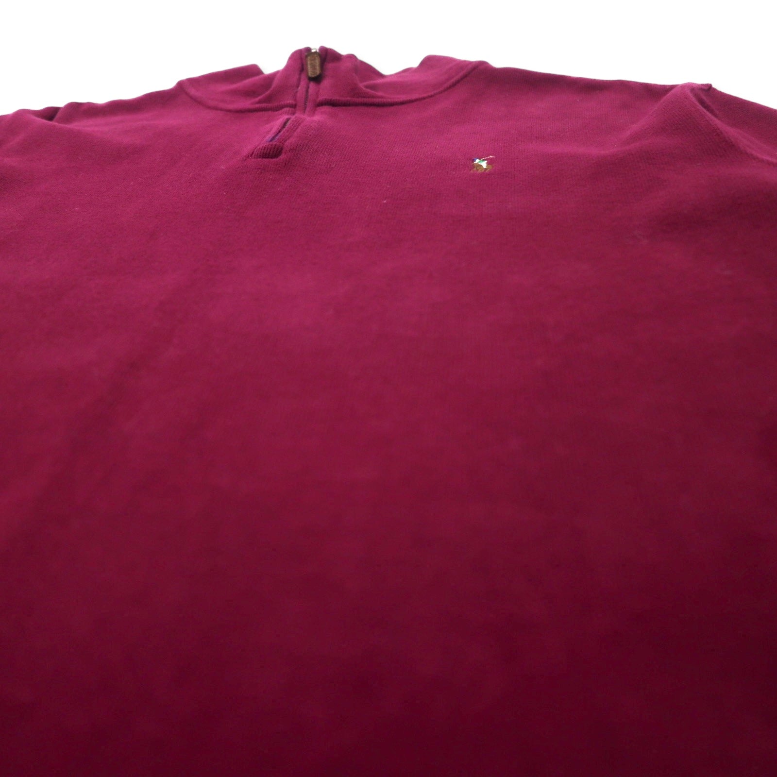 POLO RALPH LAUREN felpa con mezza zip, XL, viola, cotone ESTATE RIB, ricamo piccolo pony