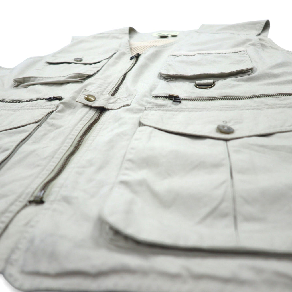 Eddie Bauer Anni '90 Gilet da pesca XL Beige Cotone Inserti in mesh Coulisse