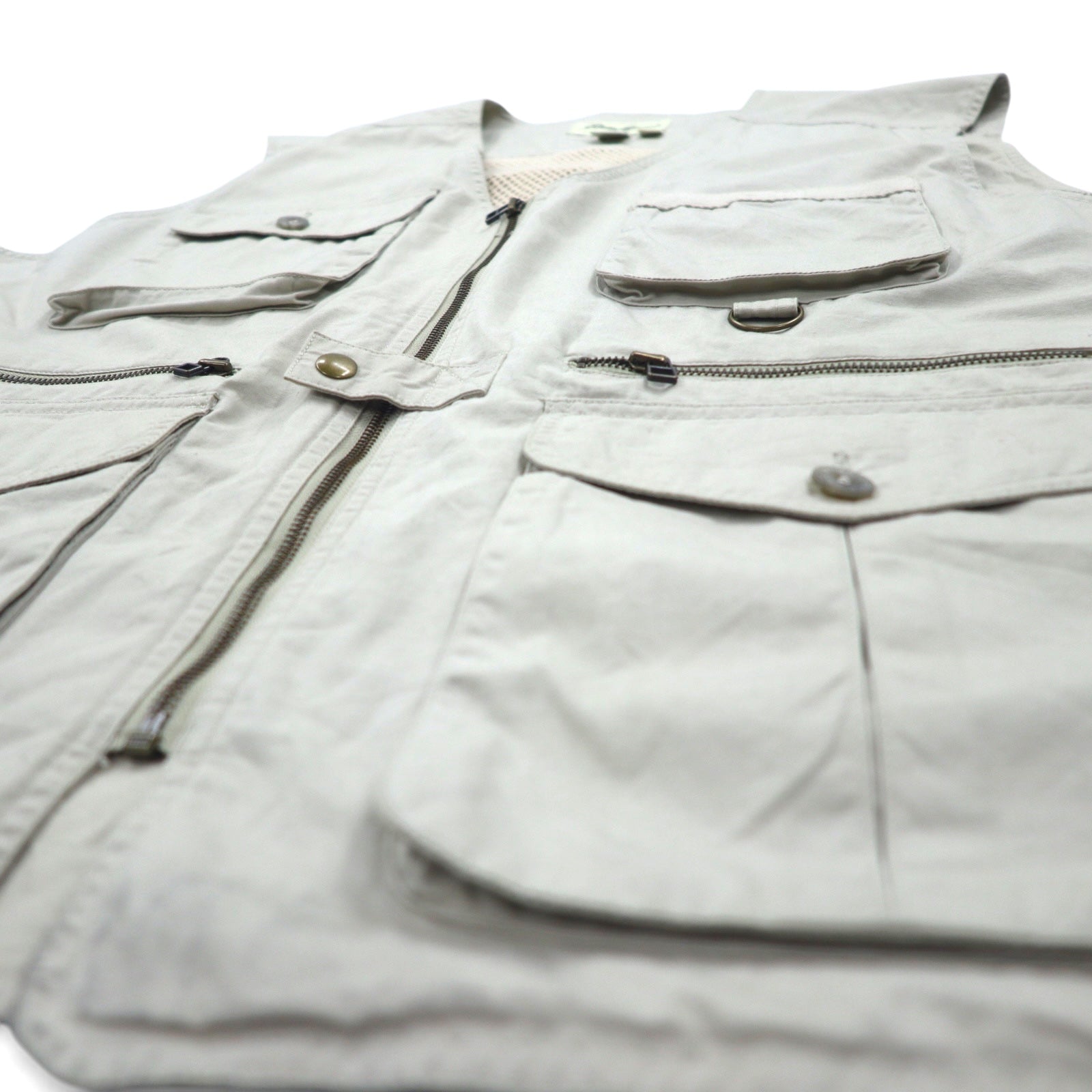 Eddie Bauer Anni '90 Gilet da pesca XL Beige Cotone Inserti in mesh Coulisse