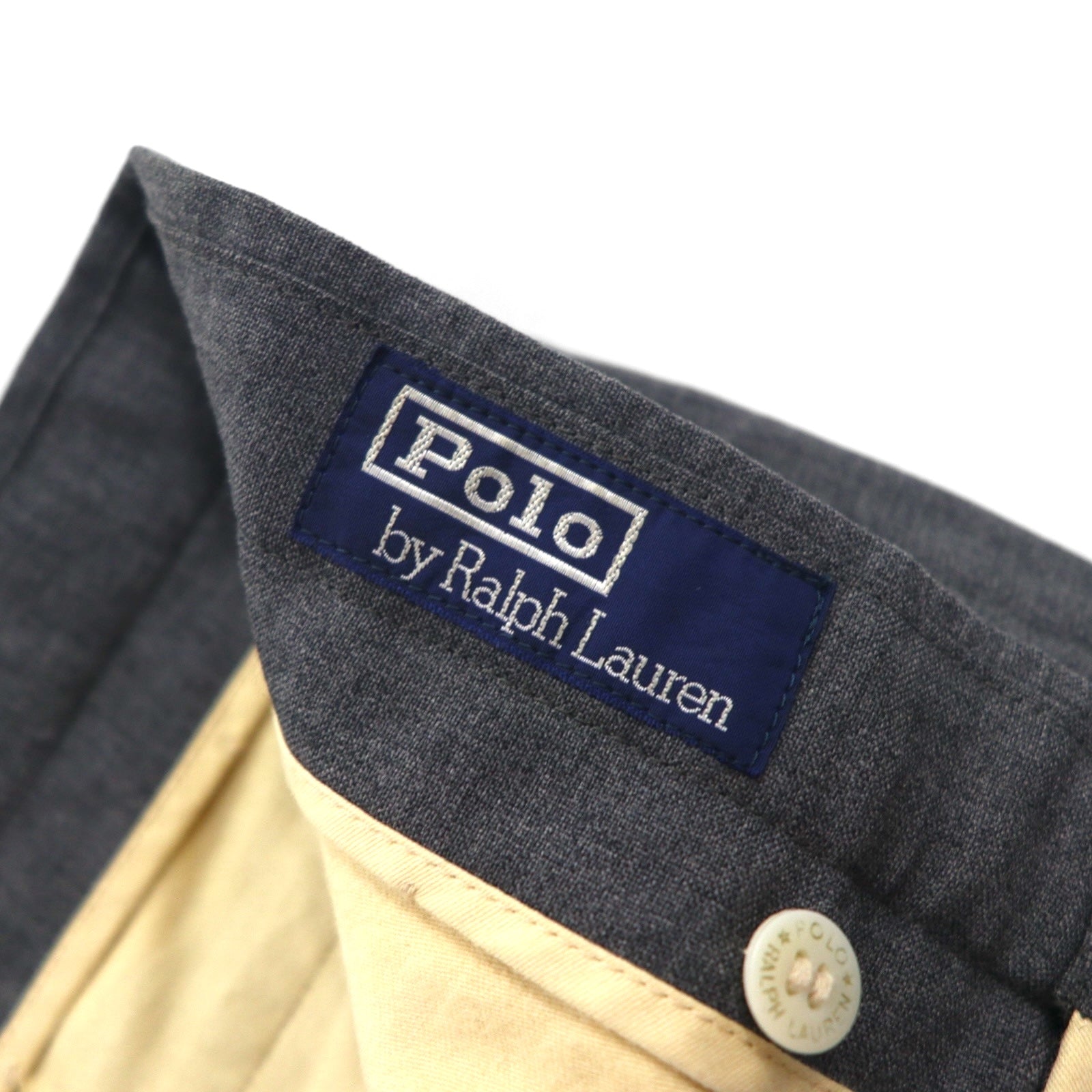 Polo Ralph Lauren 80年代 日本製 ピークドラペル ダブルブレスト セットアップ スーツ M グレー 金ボタン
