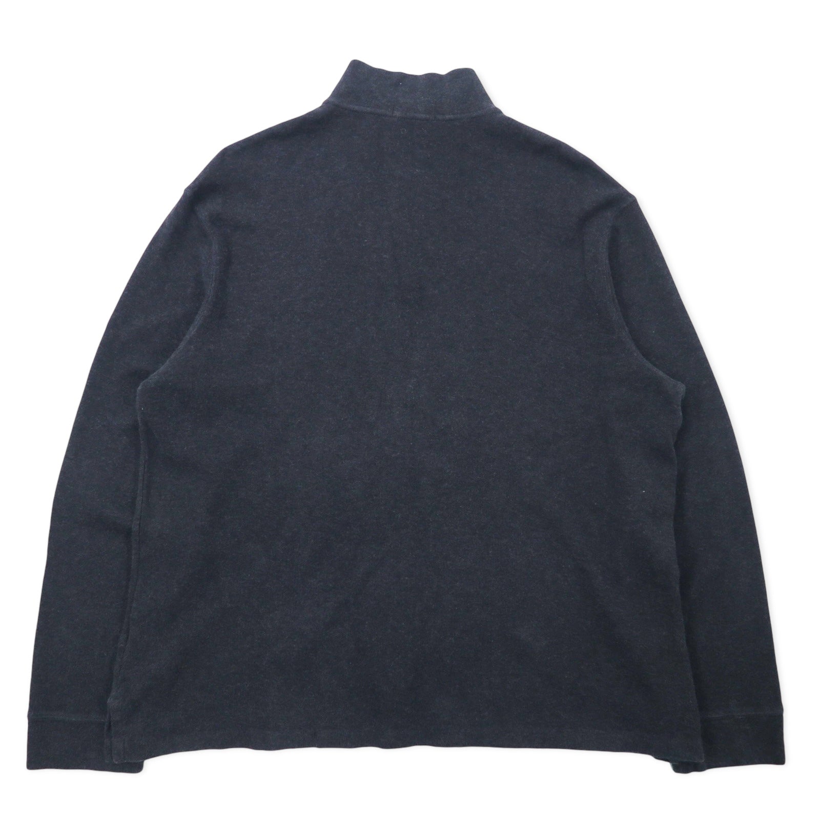 POLO RALPH LAUREN felpa con mezza zip, XL, grigia, in cotone ESTATE RIB, con ricamo piccolo pony
