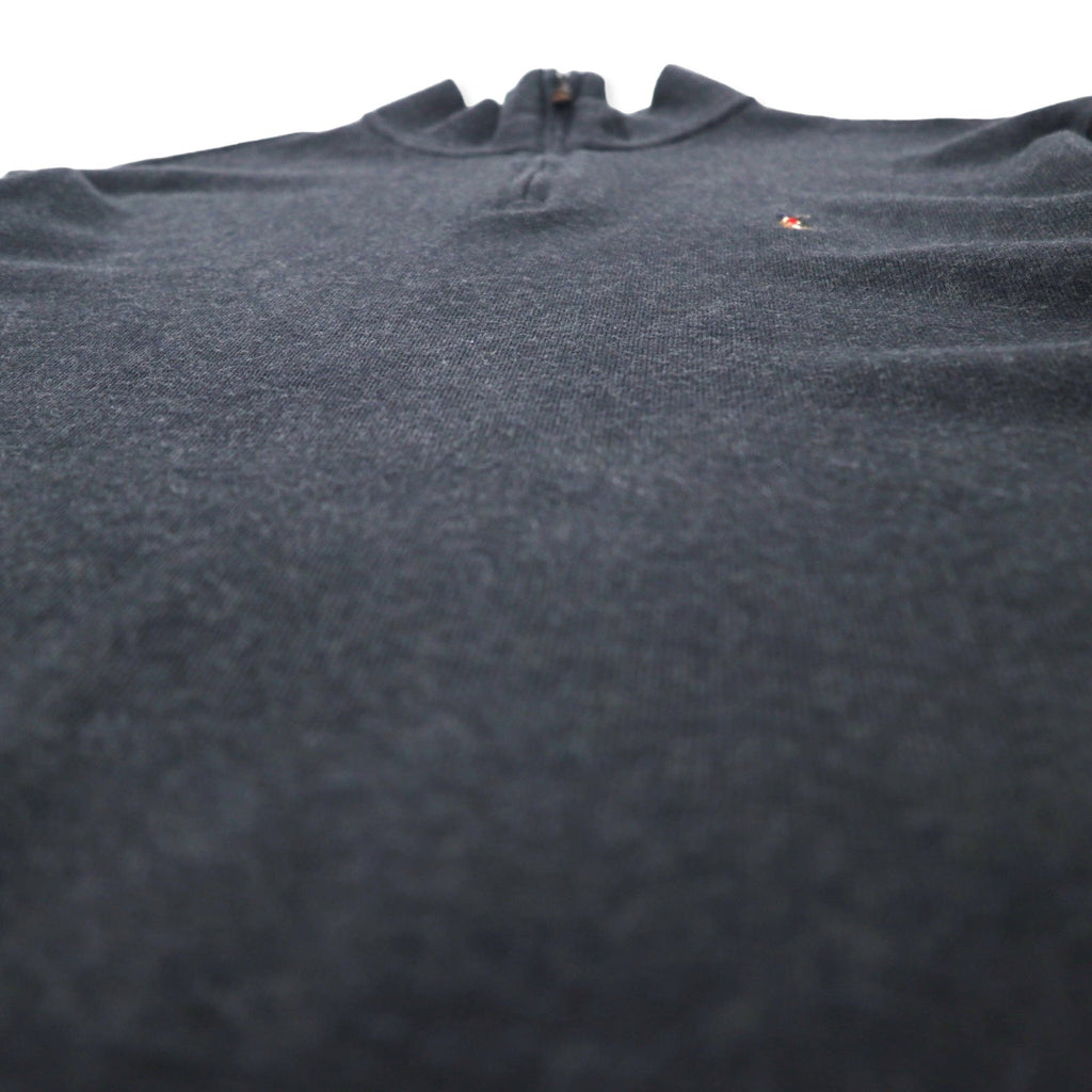 POLO RALPH LAUREN felpa con mezza zip, XL, grigia, in cotone ESTATE RIB, con ricamo piccolo pony