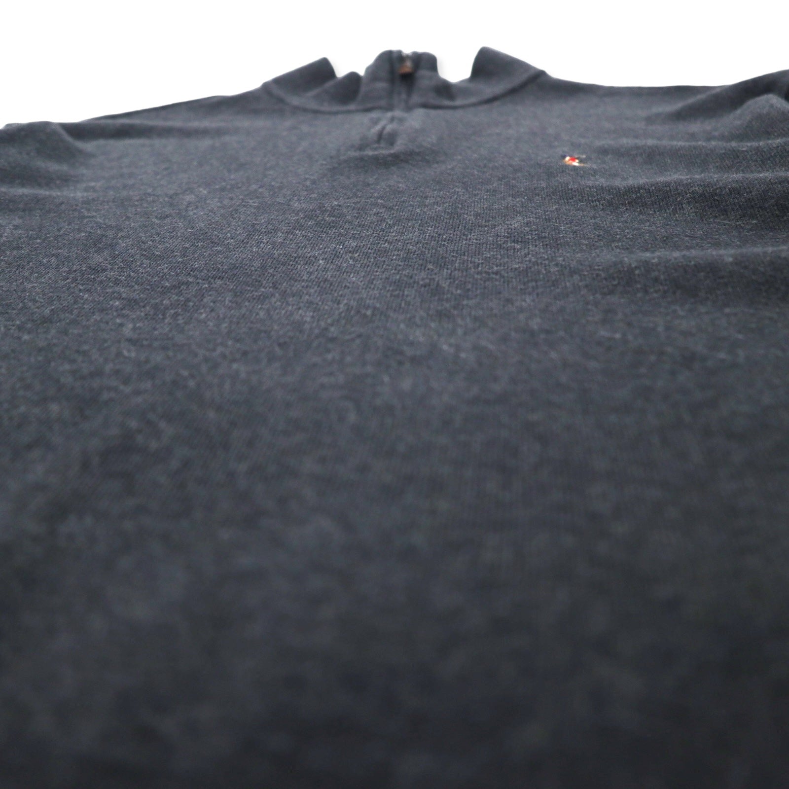 POLO RALPH LAUREN felpa con mezza zip, XL, grigia, in cotone ESTATE RIB, con ricamo piccolo pony