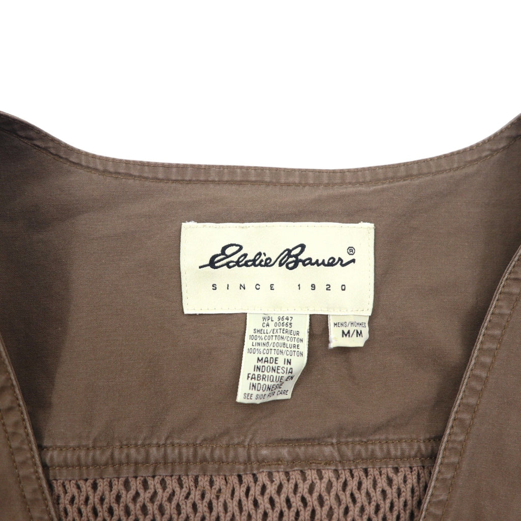 Gilet da pesca Eddie Bauer anni '90, taglia M, cachi, cotone, inserti in mesh, coulisse.