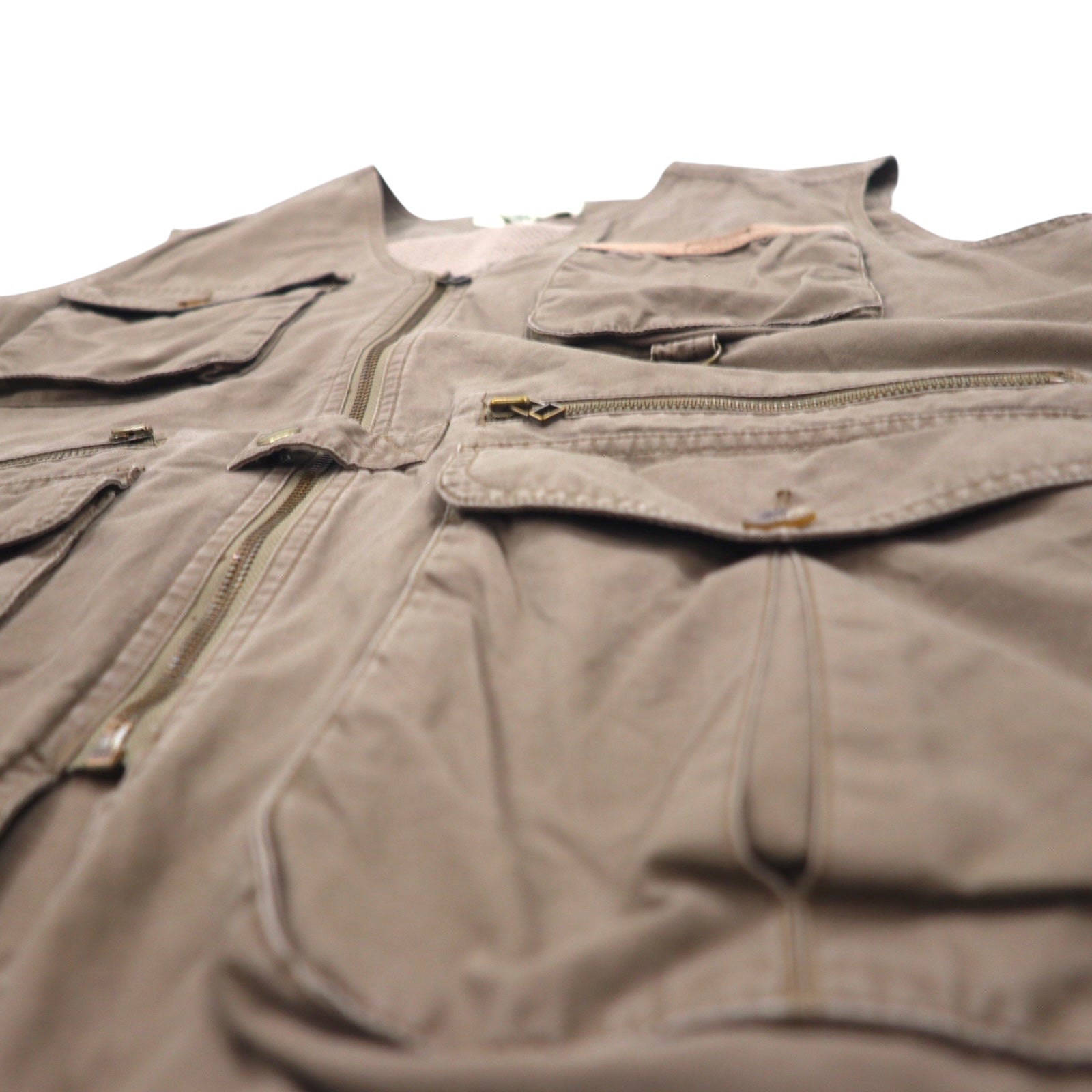 Gilet da pesca Eddie Bauer anni '90, taglia M, cachi, cotone, inserti in mesh, coulisse.