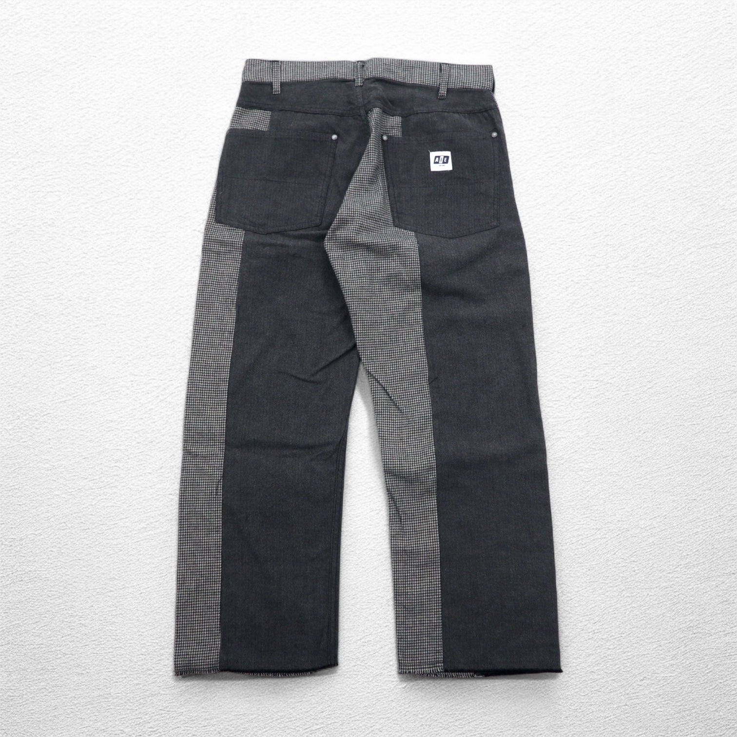 AiE (Nepenthes) 22AW Pantaloni con motivo "crazy" made in USA Krazy Pant M Grigio Gessato Spina di pesce Nuovo con etichette