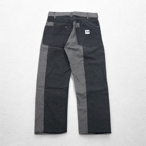 AiE (Nepenthes) 22AW Pantaloni con motivo "crazy" made in USA Krazy Pant M Grigio Gessato Spina di pesce Nuovo con etichette