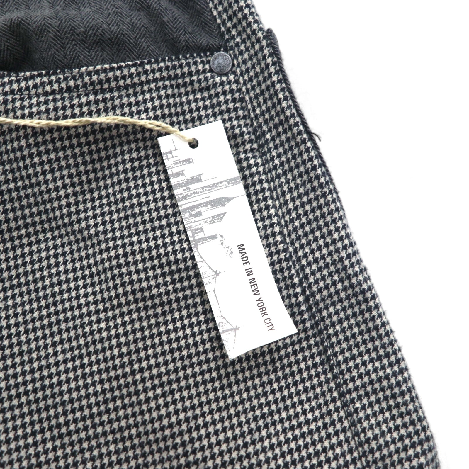 AiE (Nepenthes) 22AW Pantaloni con motivo "crazy" made in USA Krazy Pant M Grigio Gessato Spina di pesce Nuovo con etichette