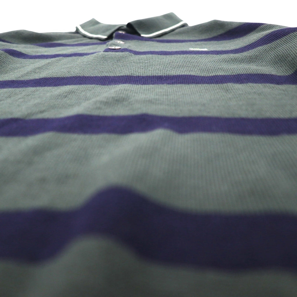LACOSTE 80年代 ニット ポロ シャツ セーター XL グリーン ウール ボーダー