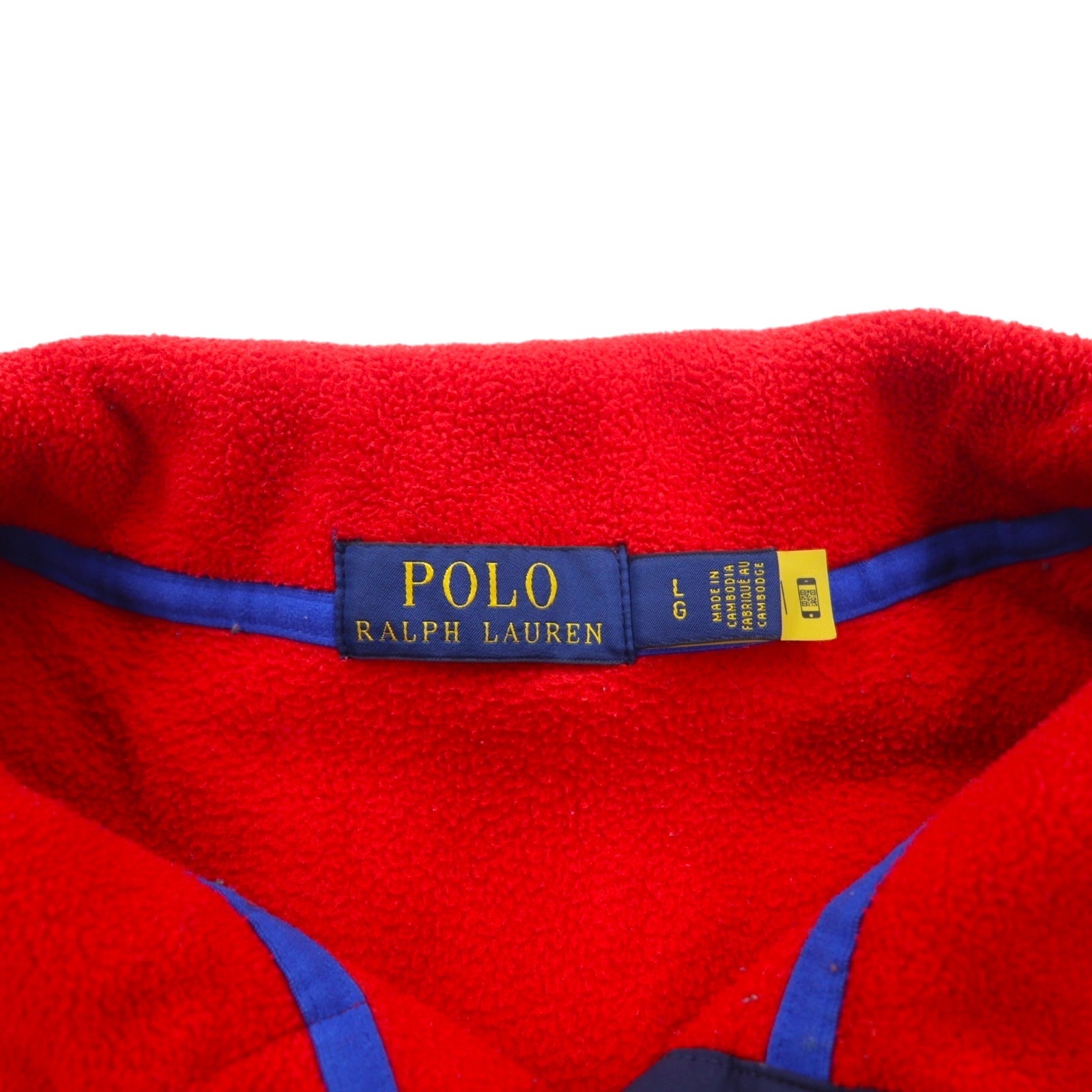 POLO RALPH LAUREN Giacca in pile con mezza zip, Snap-T, taglia L, colore rosso, in poliestere, ricamo piccolo pony