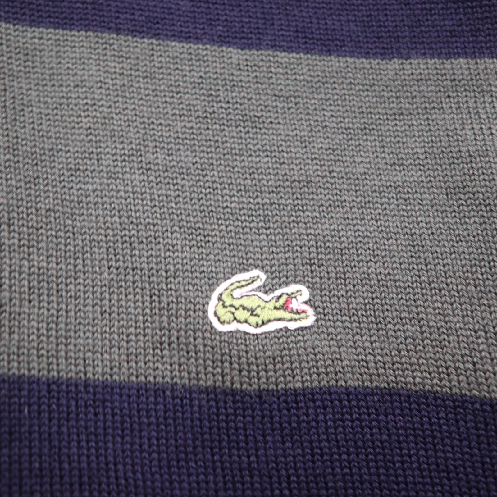 LACOSTE 80年代 ニット ポロ シャツ セーター XL グリーン ウール ボーダー