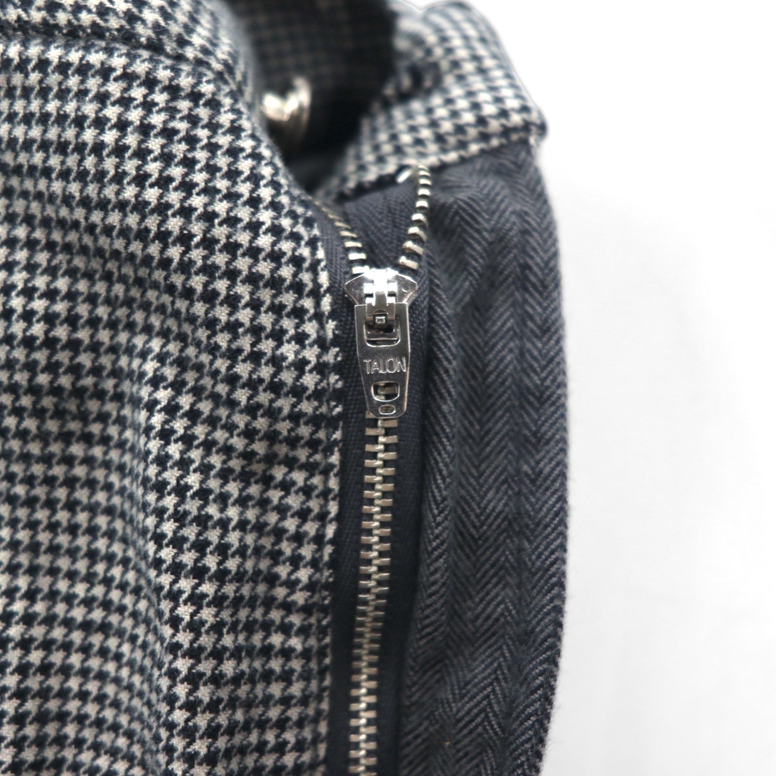 AiE (Nepenthes) 22AW Pantaloni con motivo "crazy" made in USA Krazy Pant M Grigio Gessato Spina di pesce Nuovo con etichette