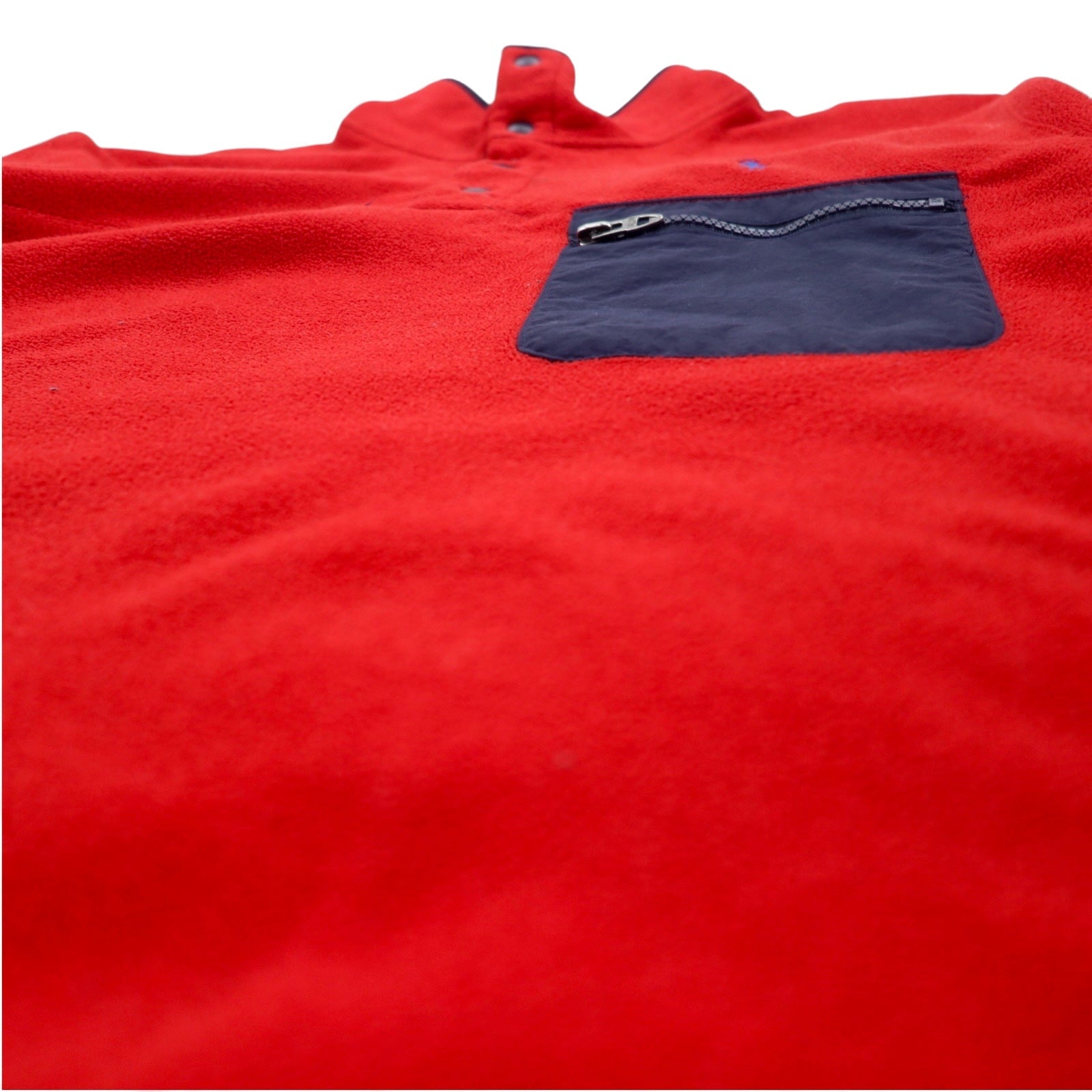 POLO RALPH LAUREN Giacca in pile con mezza zip, Snap-T, taglia L, colore rosso, in poliestere, ricamo piccolo pony