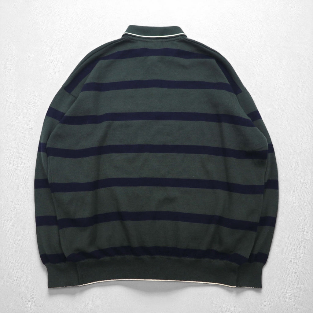 LACOSTE 80年代 ニット ポロ シャツ セーター XL グリーン ウール ボーダー