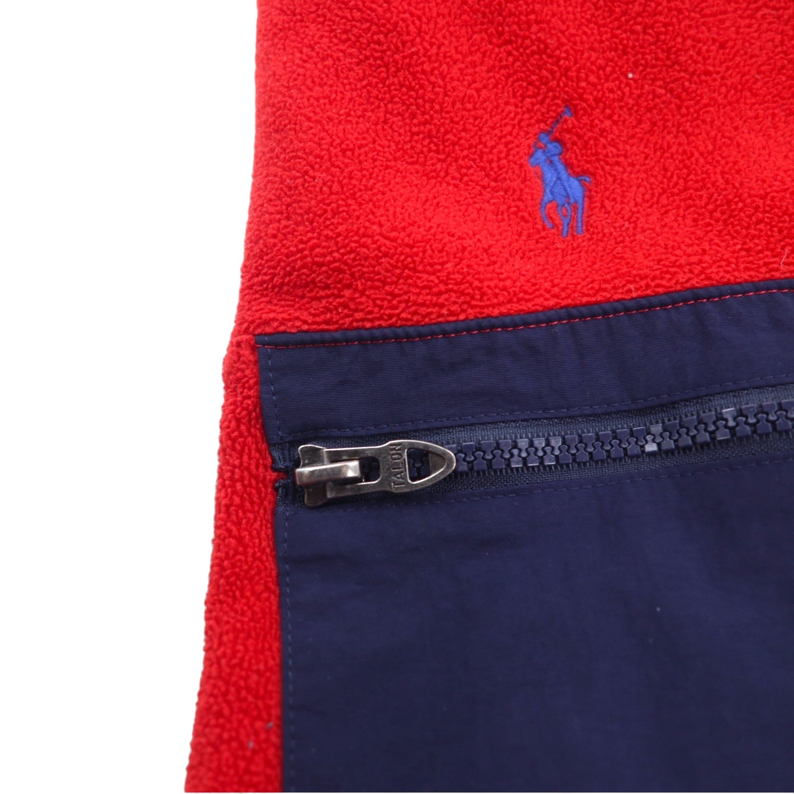 POLO RALPH LAUREN Giacca in pile con mezza zip, Snap-T, taglia L, colore rosso, in poliestere, ricamo piccolo pony