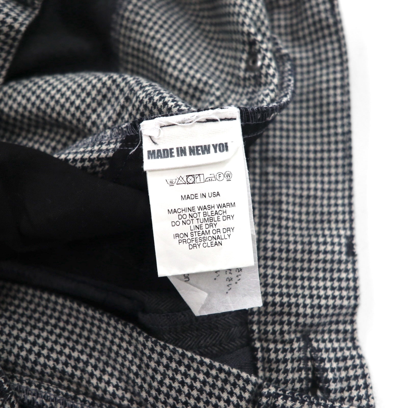 AiE (Nepenthes) 22AW Pantaloni con motivo "crazy" made in USA Krazy Pant M Grigio Gessato Spina di pesce Nuovo con etichette