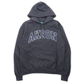 CHAMPION ECO FLEECE カレッジプリント プルオーバー パーカー M グレー コットン AKRON アーチロゴ 裏起毛
