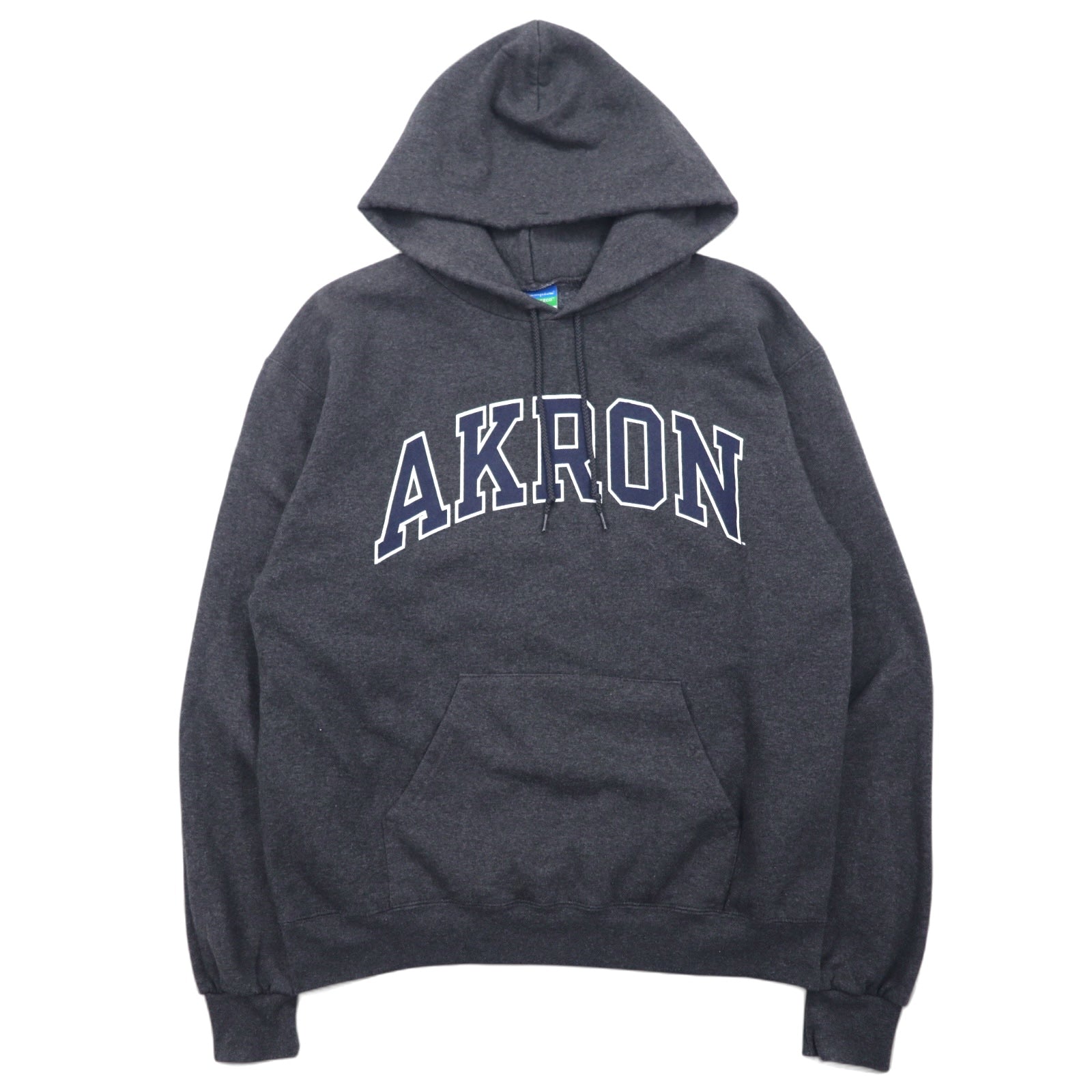 CHAMPION ECO FLEECE Felpa con cappuccio stampata college M Grigio Cotone AKRON Logo ad arco Interno felpato