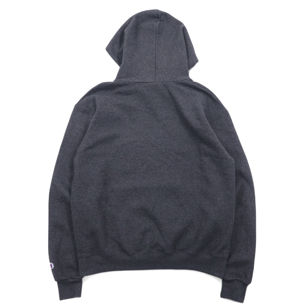 CHAMPION ECO FLEECE カレッジプリント プルオーバー パーカー M グレー コットン AKRON アーチロゴ 裏起毛