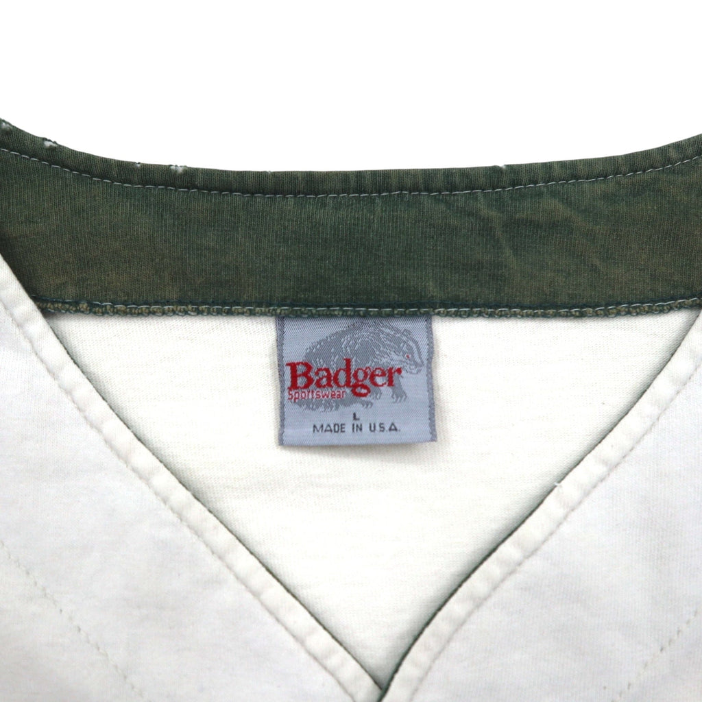 Badger Sportswear anni '90, maglia da baseball, taglia L, color crema, cotone, Made in USA