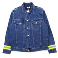 TOMMY JEANS Giacca oversize di jeans da camionista, taglia M, blu, con logo a bandiera riflettente, OVERSIZED DENIM TRUCKER JACKET DM0DM07596-1A5