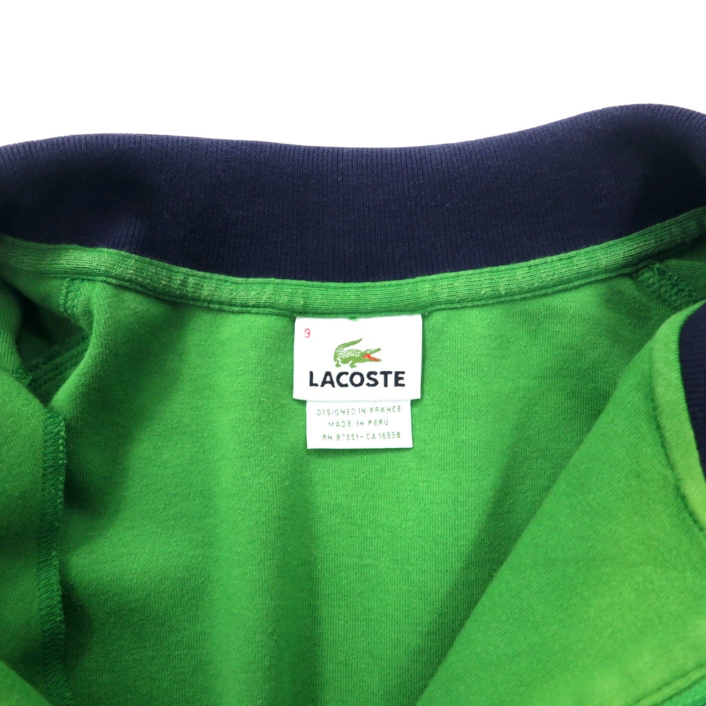 LACOSTE Felpa Mezza Zip Verde Cotone Logo Ricamato 9 5191L Oversize Made in Perù