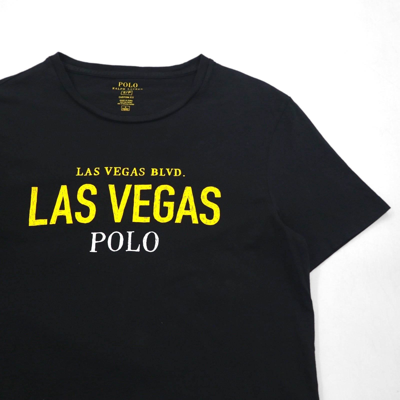 POLO RALPH LAUREN T-shirt S nero cotone stampa LAS VEGAS Made in Perù