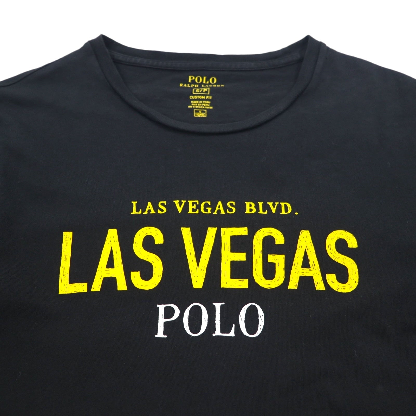 POLO RALPH LAUREN T-shirt S nero cotone stampa LAS VEGAS Made in Perù