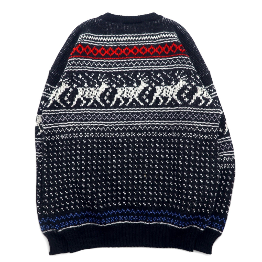 VIKING Made in Scotland anni '90 maglione in lana con motivo birdeye e nordico, taglia L, colore nero