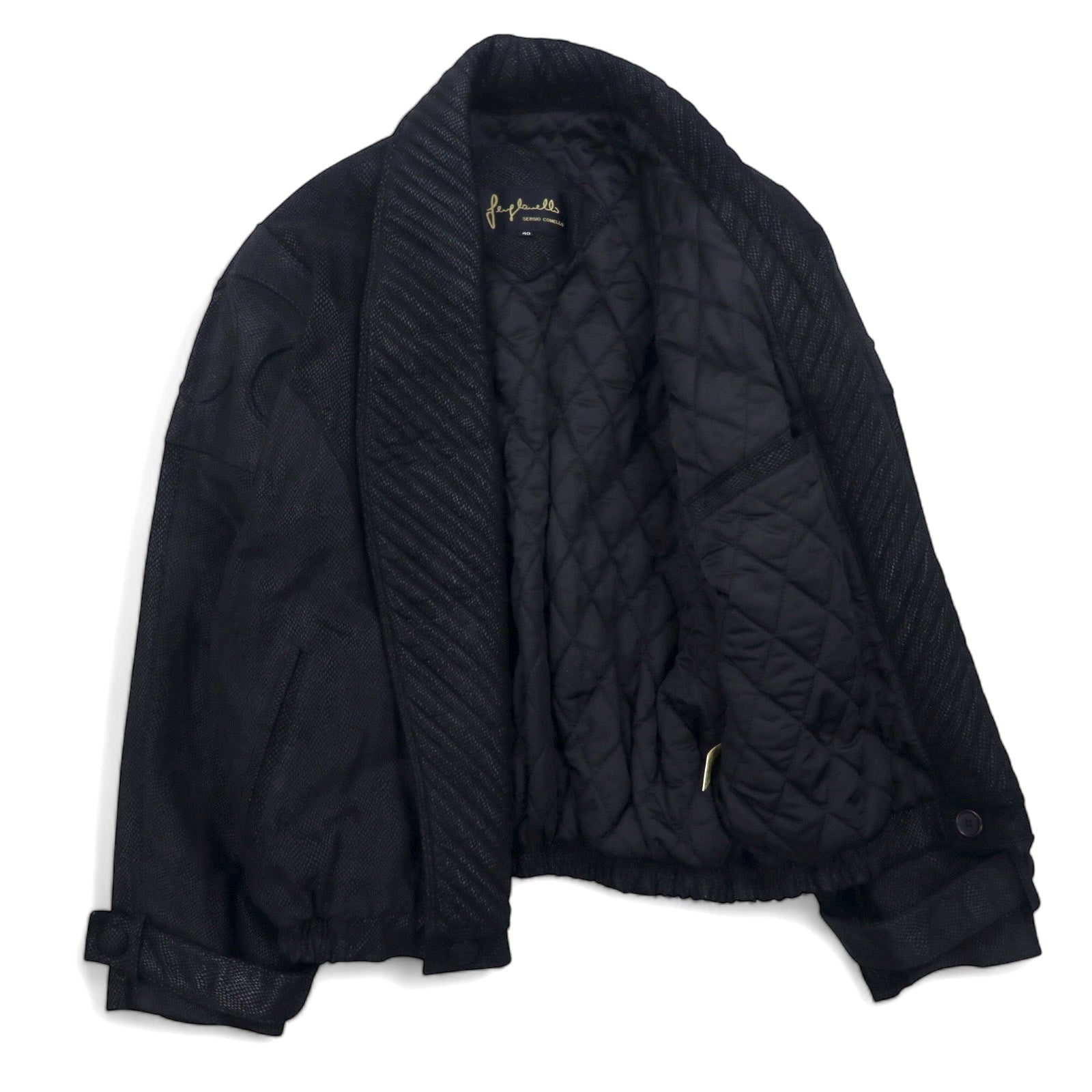 SERGIO COMELLO Design Giacca in pelle Bomber L Nero Pelle di agnello Collo a scialle