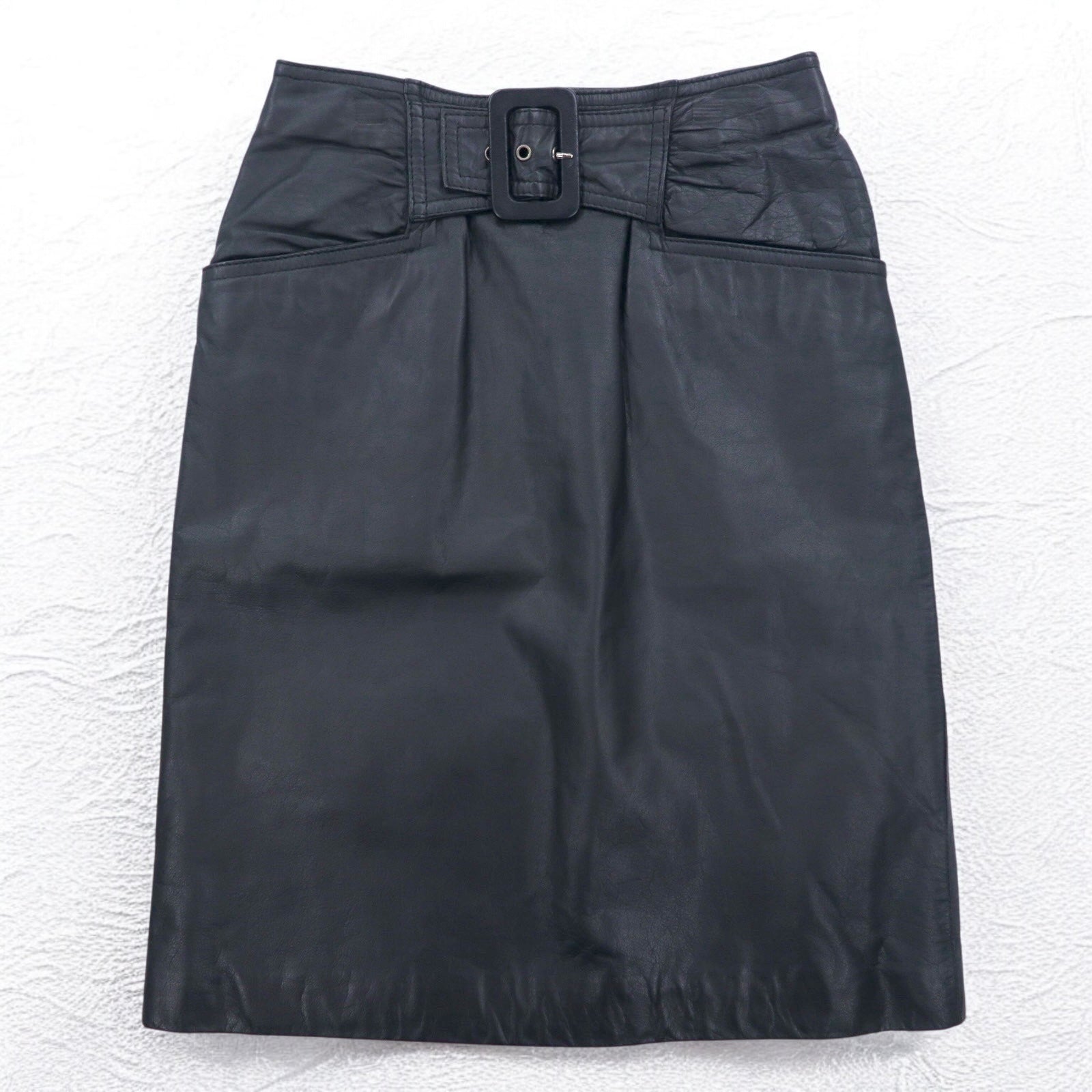 Gonna in pelle vintage anni '90 U・L・C anni '90 con cintura, taglia S, colore nero