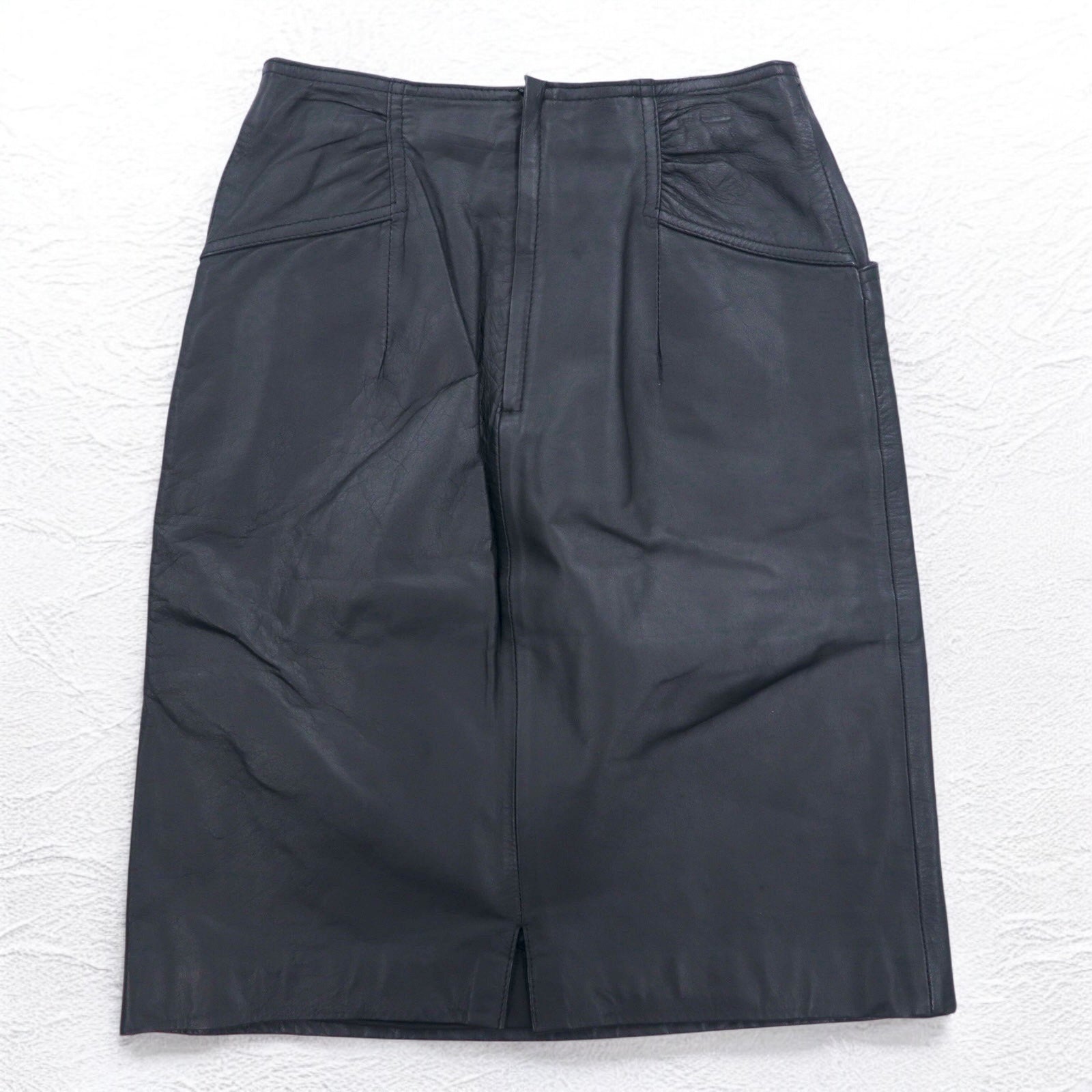 Gonna in pelle vintage anni '90 U・L・C anni '90 con cintura, taglia S, colore nero