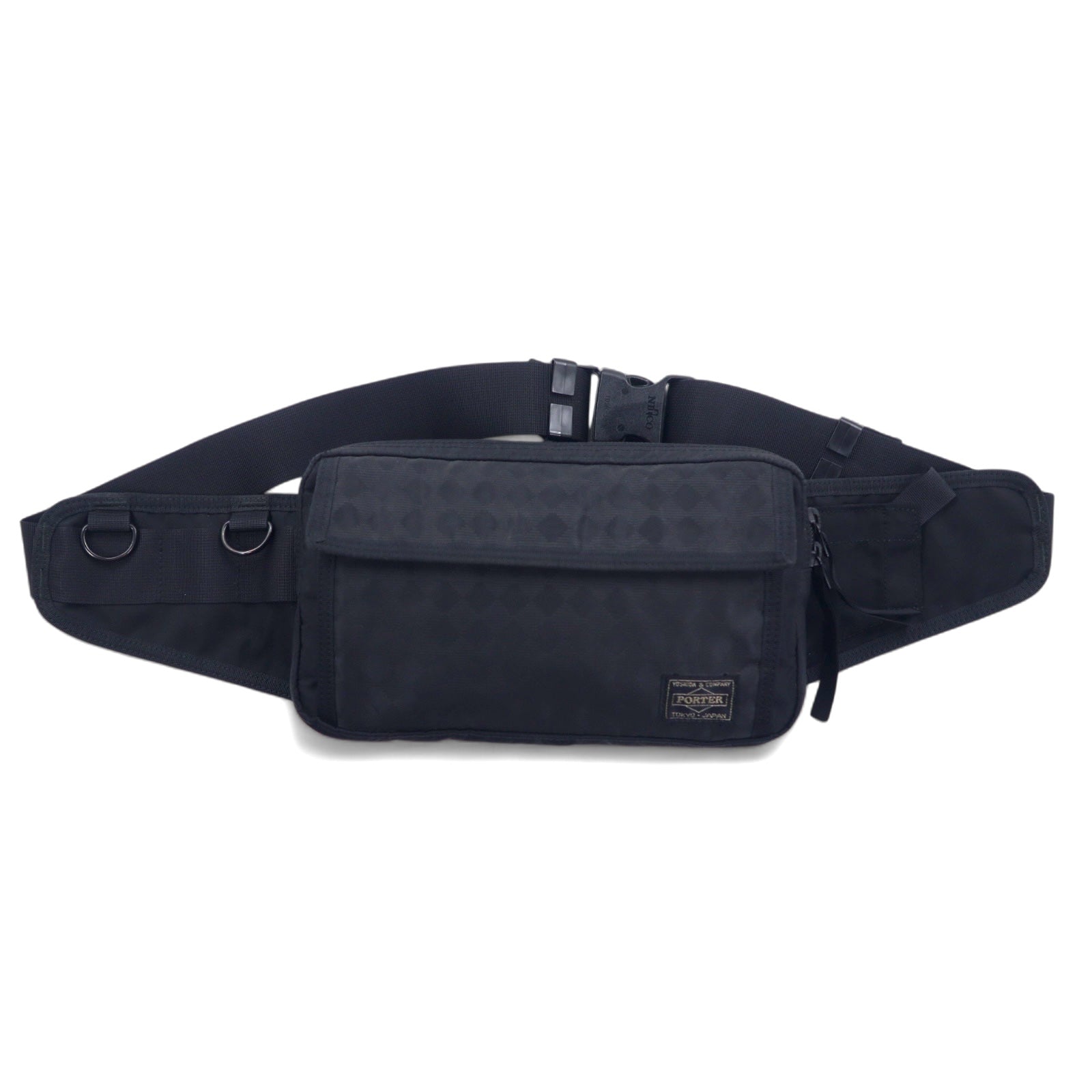PORTER Marsupio Nero Nylon Fantasia a Diamanti Fabbricato in Giappone