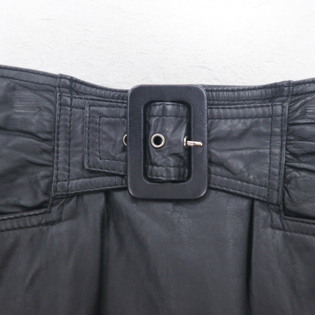 Gonna in pelle vintage anni '90 U・L・C anni '90 con cintura, taglia S, colore nero