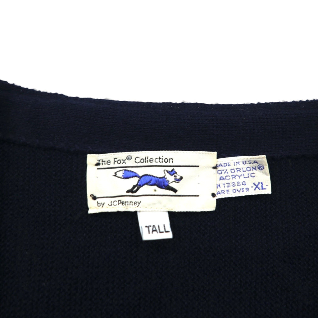 The FOX Collection by JC Penney 80年代 USA製 ヴィンテージ ニット カーディガン XL ネイビー