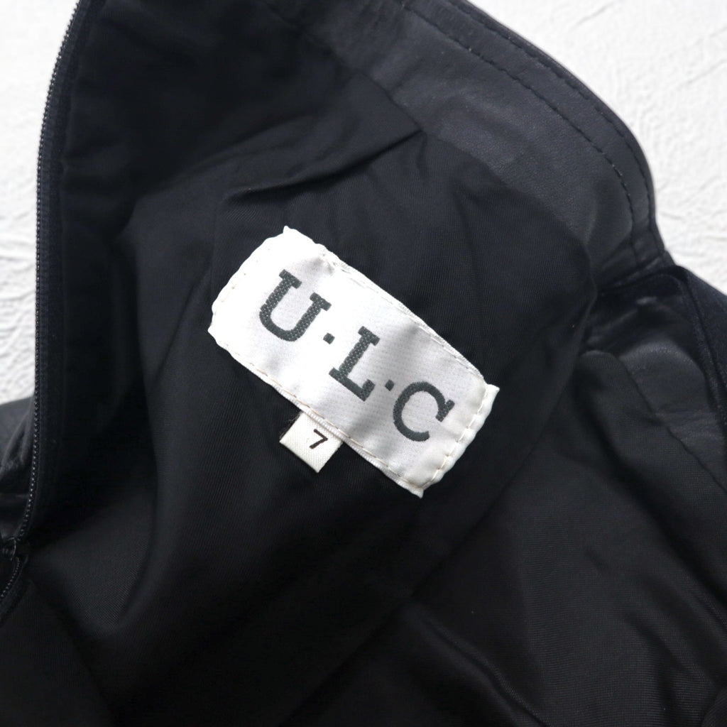 Gonna in pelle vintage anni '90 U・L・C anni '90 con cintura, taglia S, colore nero