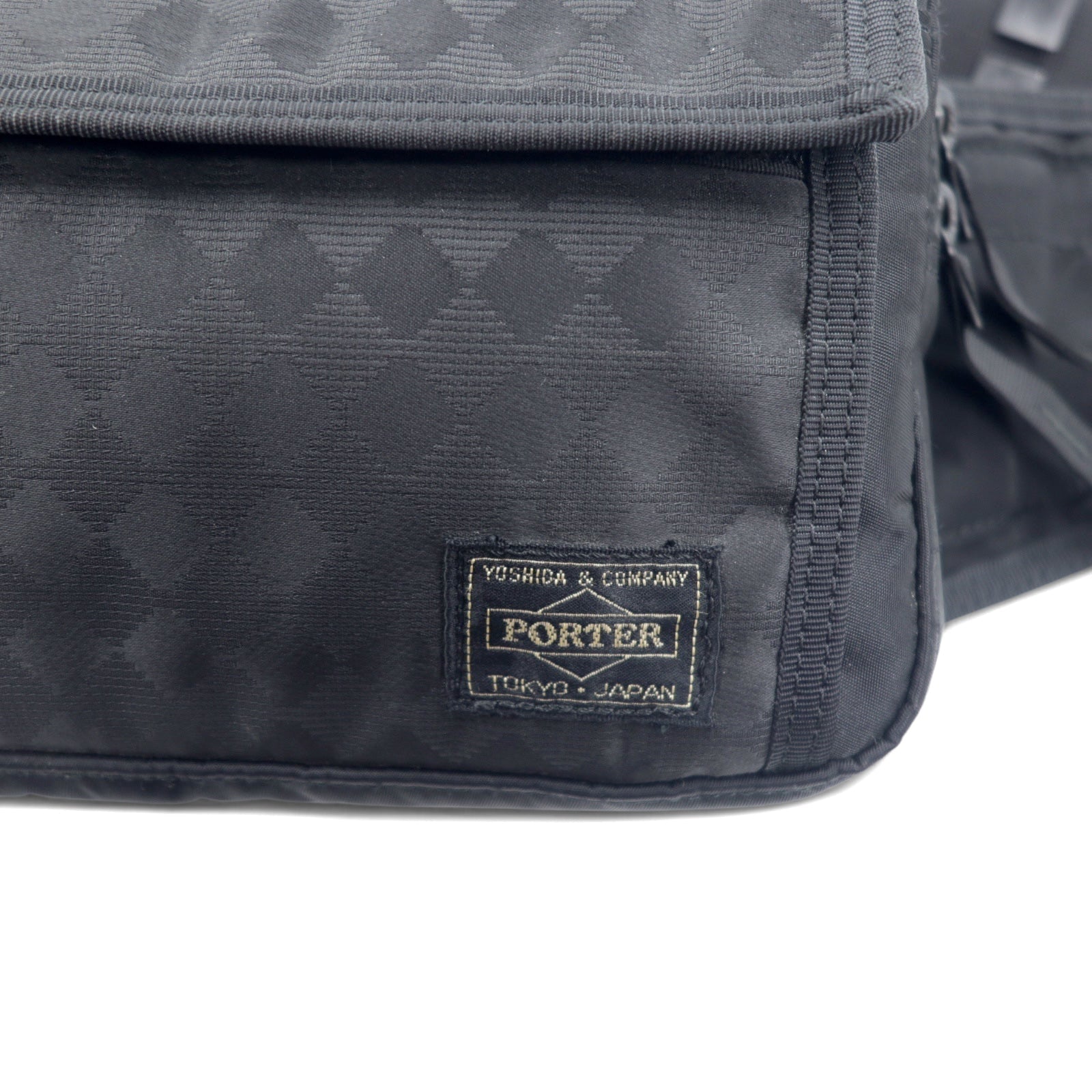 PORTER Marsupio Nero Nylon Fantasia a Diamanti Fabbricato in Giappone