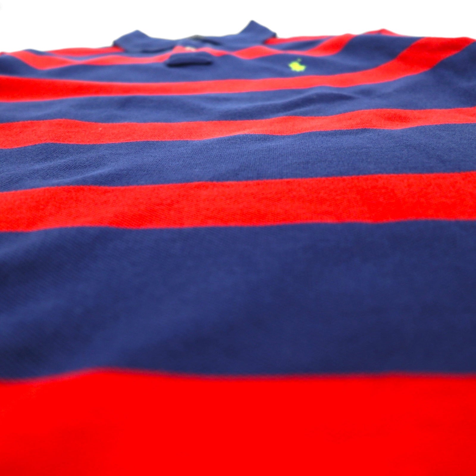 POLO RALPH LAUREN ボーダー ポロシャツ S ネイビー レッド 鹿の子 CUSTOM FIT スモールポニー刺繍