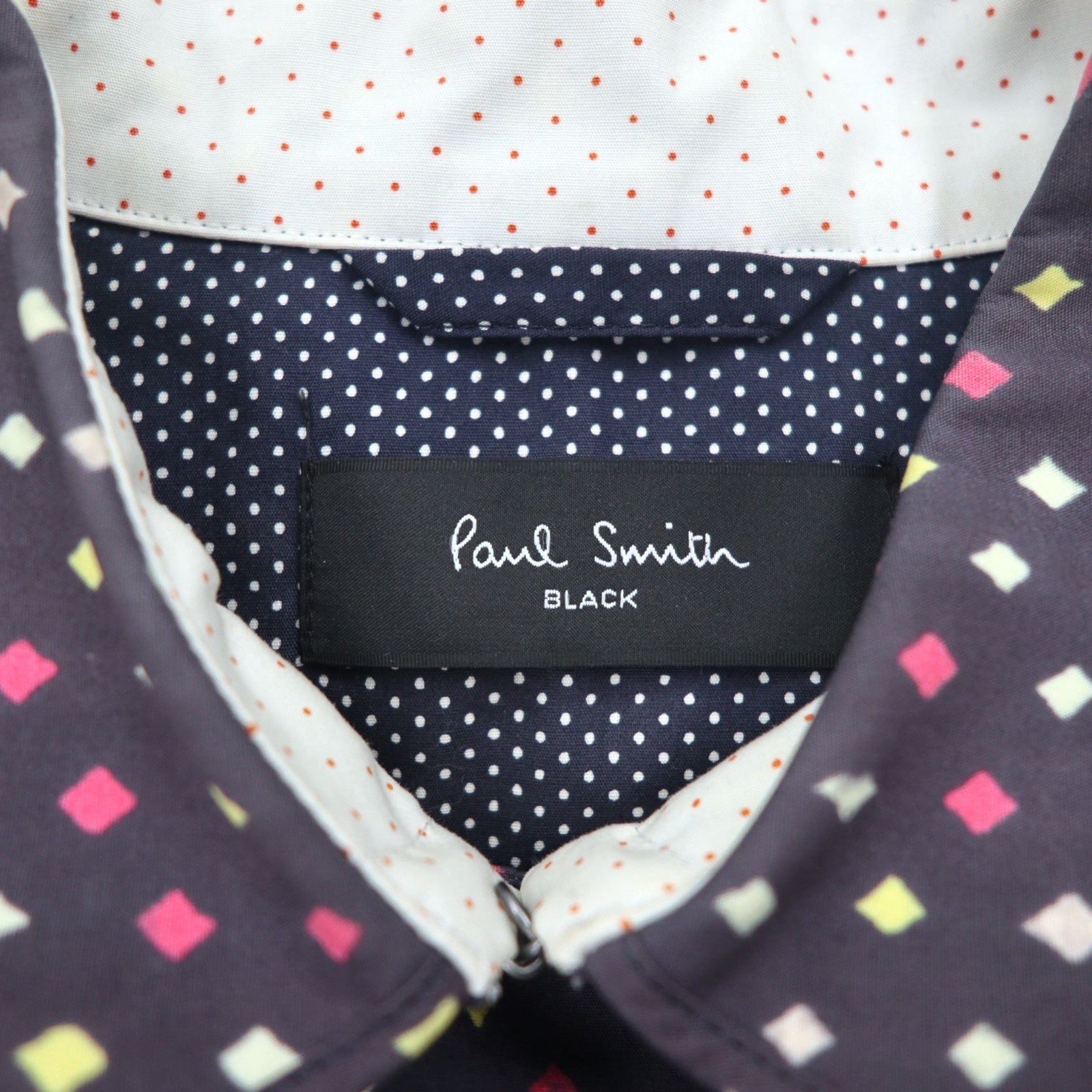 Paul Smith BLACK Trench in gomma taglia L, blu navy, fantasia a pois, doppiopetto, con cintura, impermeabile