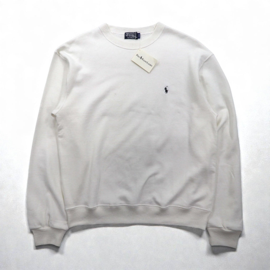 Polo Ralph Lauren 90年代 USA製 スウェット トレーナー L ホワイト スモールポニー刺繡 デッドストック 未使用品