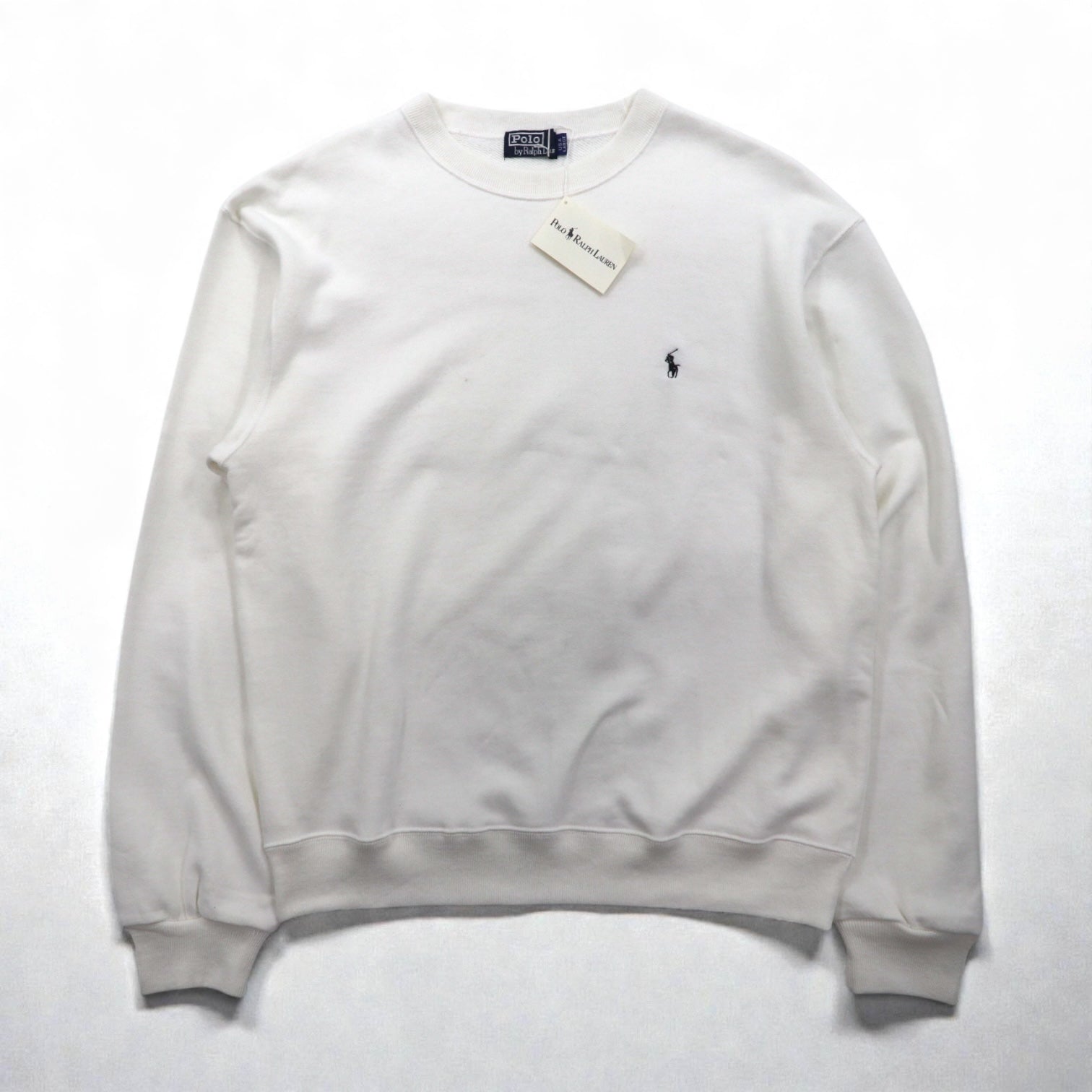Polo Ralph Lauren 90年代 USA製 スウェット トレーナー L ホワイト スモールポニー刺繡 デッドストック 未使用品