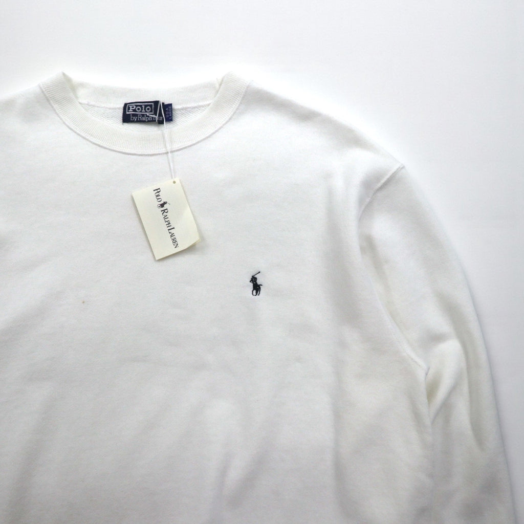 Polo Ralph Lauren 90年代 USA製 スウェット トレーナー L ホワイト スモールポニー刺繡 デッドストック 未使用品
