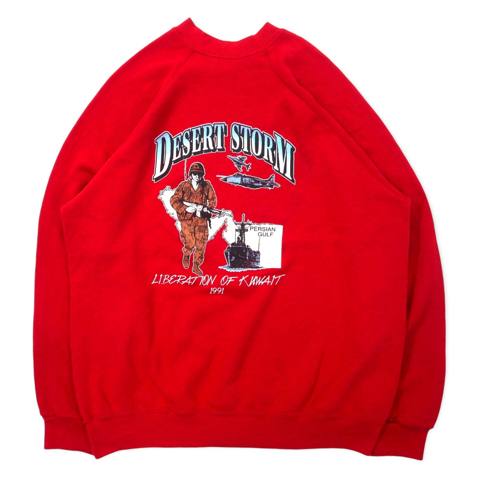 Felpa stampata ARTEX USA anni '90 XL rossa cotone felpato DESERT STORM