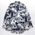 Camicia vintage in rayon anni '90, fabbricata in Giappone, a+v ABBRE VIATE anni '90, fantasia all-over, taglia unica, grigia, geometrica, in rayon, made in Japan